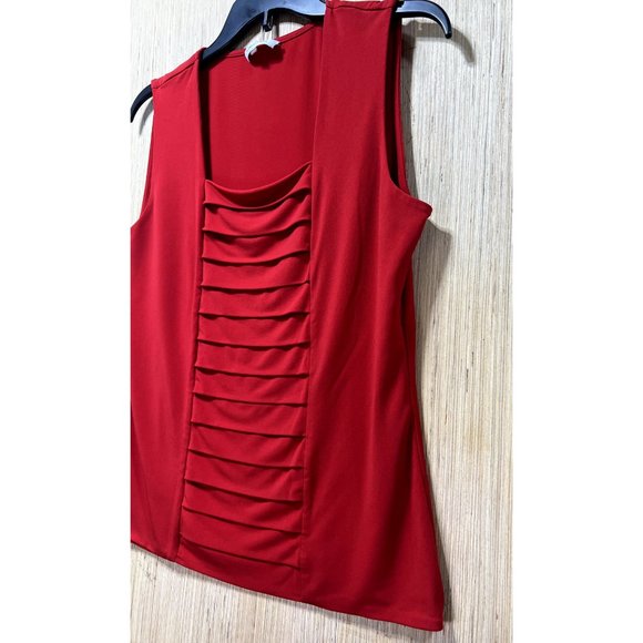 Calvin Klein - Women's Sleeveless Stretch Blouse, Red, Medium - Picture 9 of 13